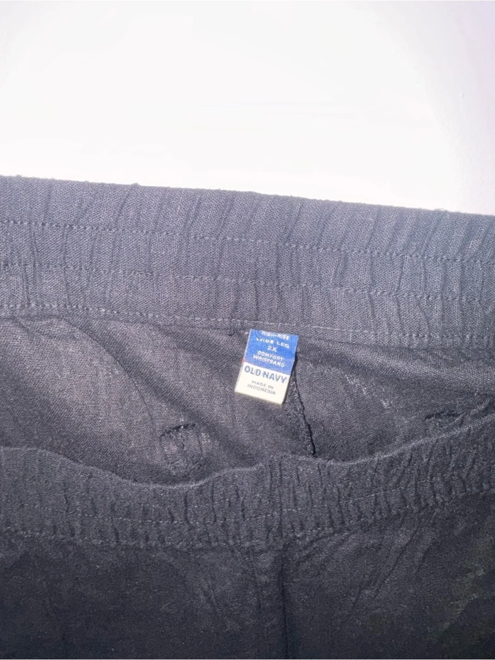 Old Navy Black Linen Blend Wide Leg Pull-On Pants Size 20